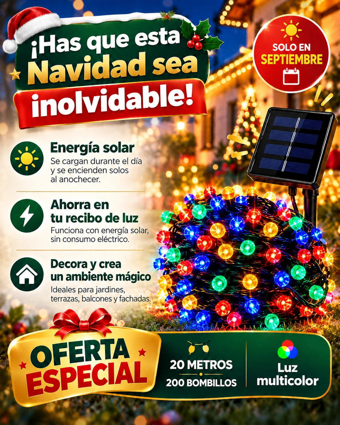 LUCES SOLARES NAVIDEÑAS