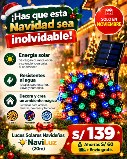Compra 1 y las siguientes con 62% Dscto. + Envío GRATIS — Luces Solares Navideñas